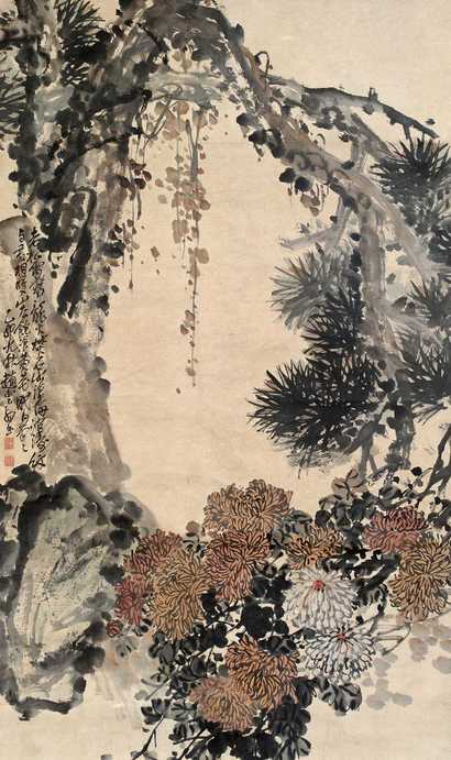赵云壑 1915年作 花卉 立轴